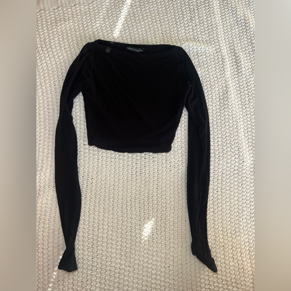 Naked Wardrobe Black Longe Sleeve Crop XS